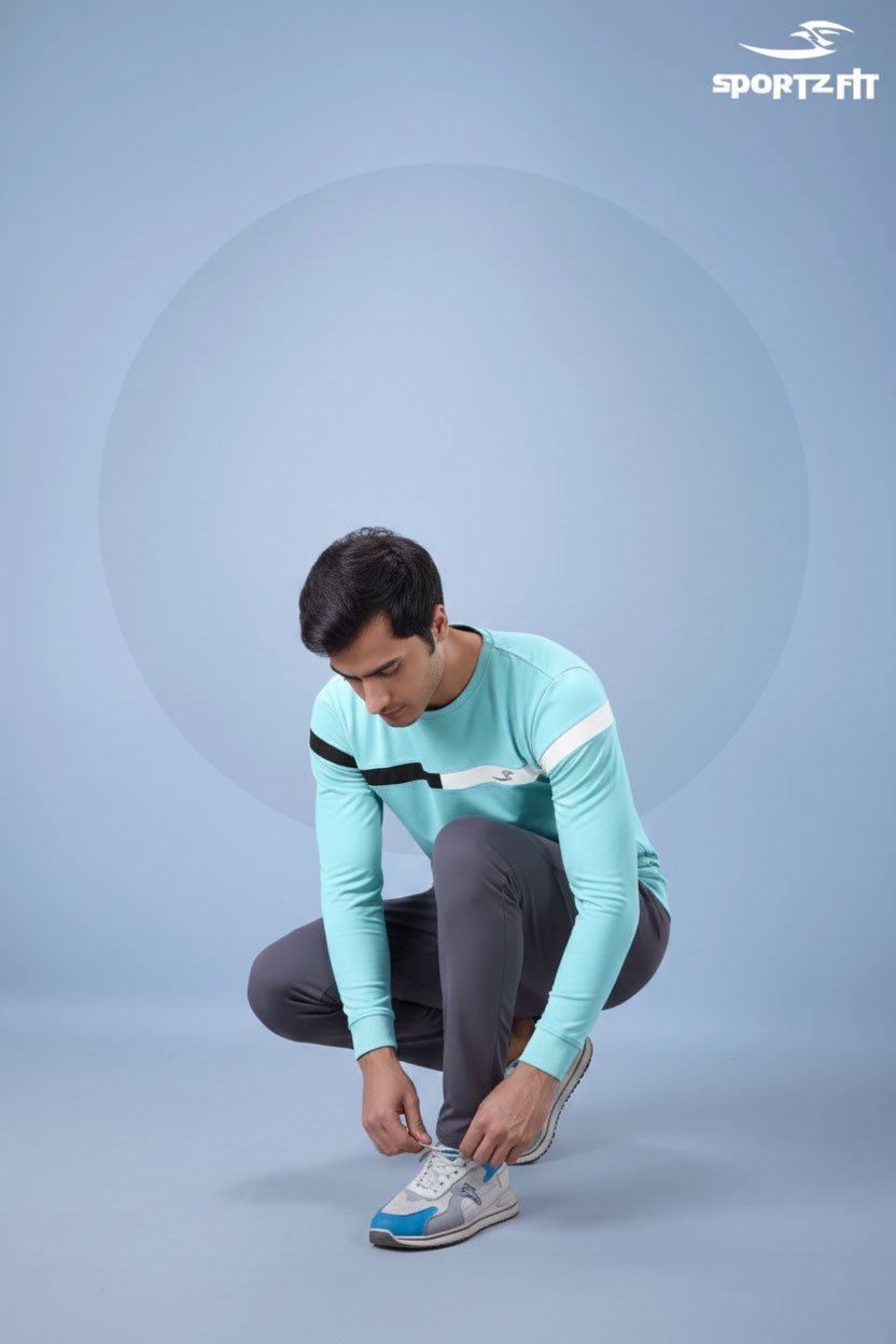 Men Round Neck Full Sleeve T-Shirt  | Sky Blue | XL |  SBT68